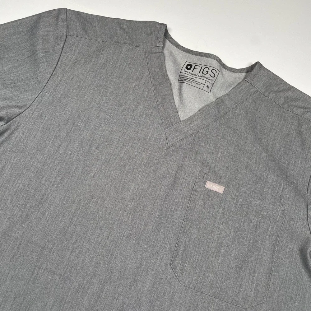 FIGS Technical Collection Men Scrub Set XL Gray V-Neck Leon Top Pisco Pants Spot